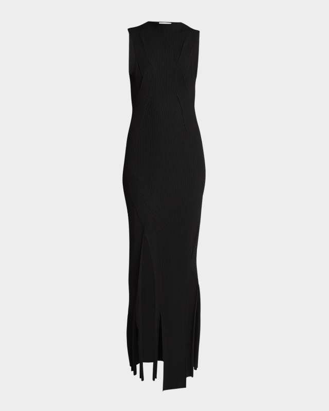 Plait-Detail Rib Sleeveless Midi Dress